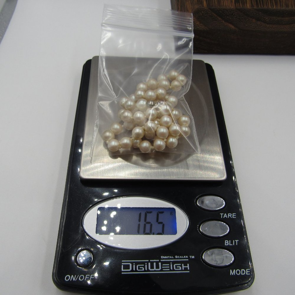 16" Sterling Silver Faux Pearl Necklace Vintage - Picture 4 of 4